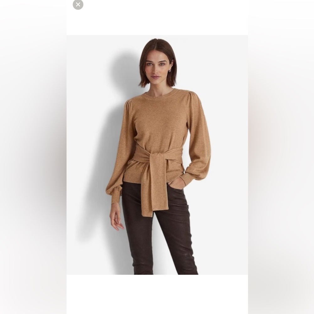 Ralph Lauren Tan Sweater with Tie Waist